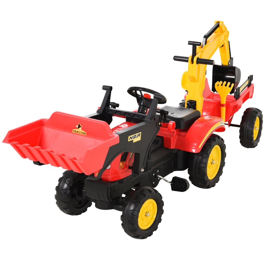 Trattore a Pedali con Rimorchio Escavatore ¨C Xylo ¨C Rosso 179x42x59 cm