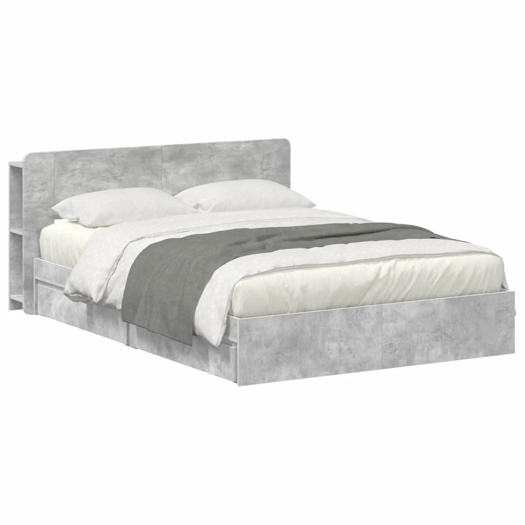 Letto matrimoniale | Letto per adulti | Telaio del letto con storage Grigio Cemento 150 x 200 cm