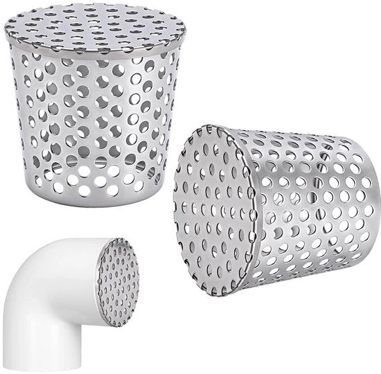 Copertura di ventilazione in acciaio inossidabile - Griglia di ventilazione - Filtro a lamelle - Copertura di scarico - 7,1 x 6 ~ 7,5 cm - Resistente e saldato