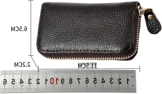 Portafoglio con 6 ganci per chiavi in pelle con chiusura a zip e taschino per banconote e chiavi di auto