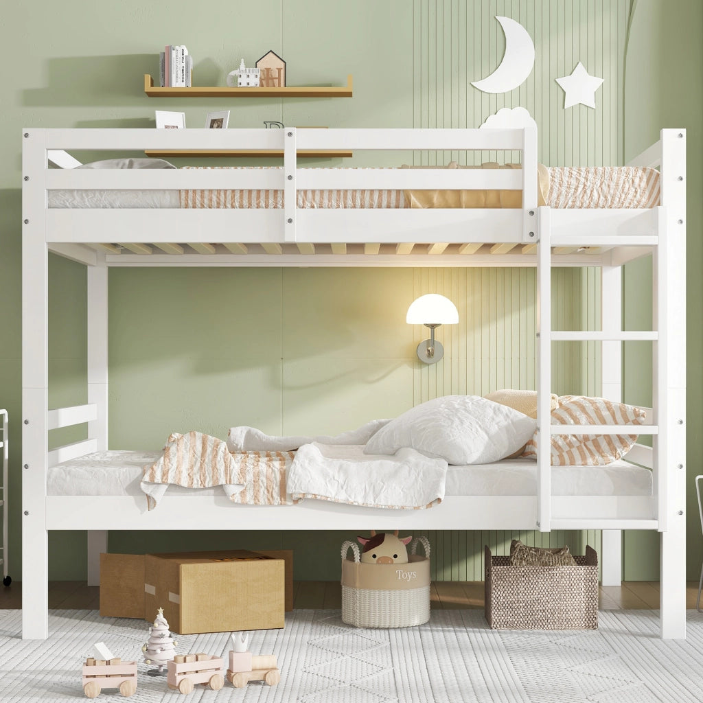 LETTO A CASTELLO 90x200 cm in pino bianco, divisibile in 2 letti singoli