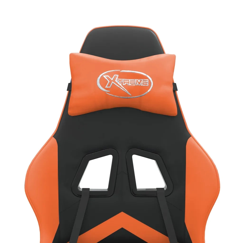 Sedia da Gaming Girevole Poggiapiedi Nero Arancione Similpelle 349609