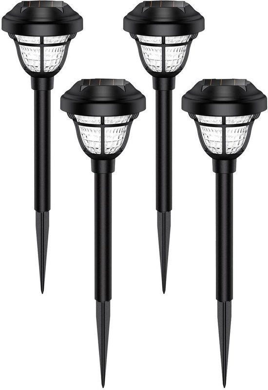 Lanterna solare esterna 2 in 1 ultra luminosa: 8 pacchi di lampada solare LED, nera, bianco caldo, 13 x 6 x 4 pollici, stile moderno, impermeabile, fino a 12 ore di crepuscolo fino all'alba, giardino, vialetto, marciapiede