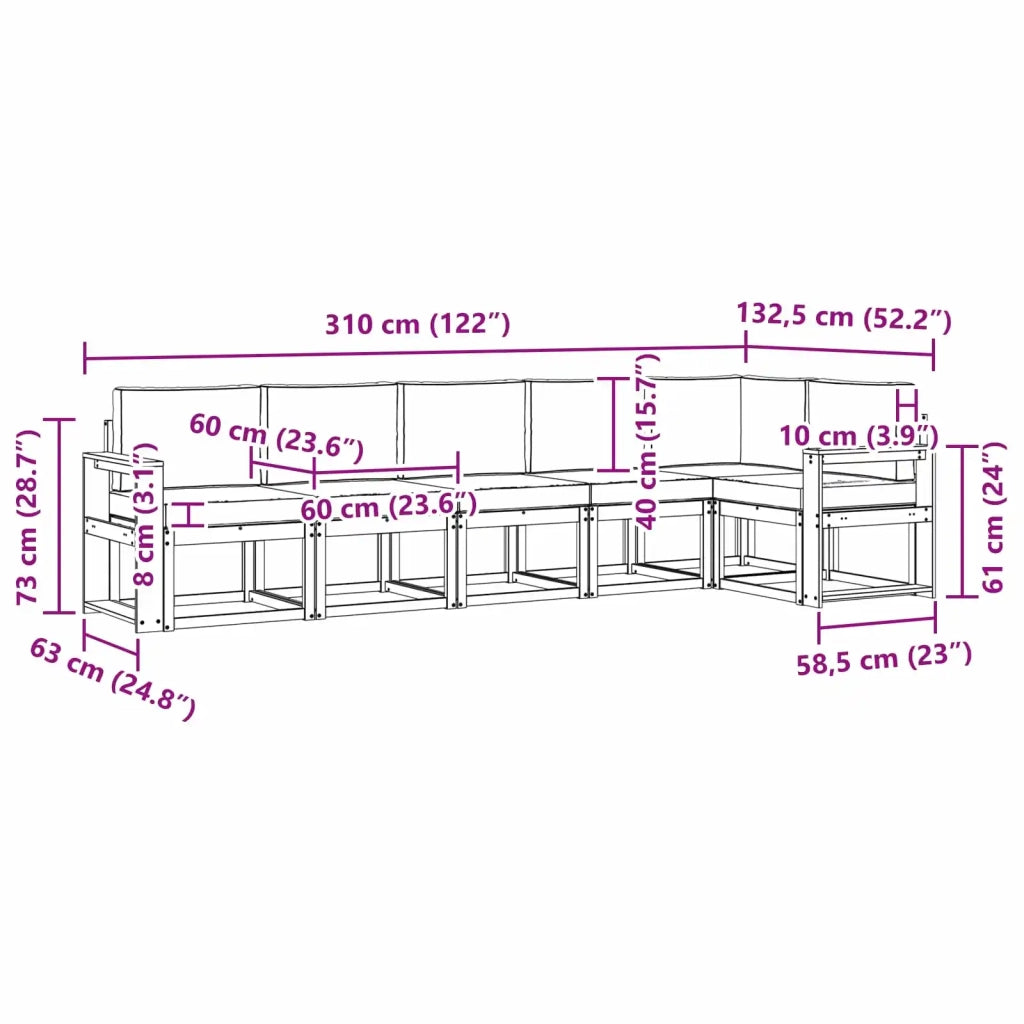Set di divani da esterno 6 pz Bianco e Antracite Poliestere 3387706