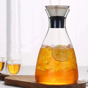 Karaf in vetro di 1,5 litri, acquario in vetro borosilicato premium con coperchio, resistente al calore, invio caldo e asciutto, succo e acqua.