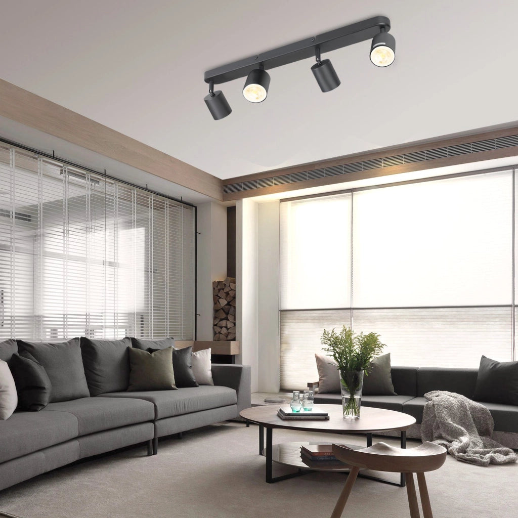 ZMH Faretto da soffitto neri 4 luci GU10 regolabili 350° max 25W