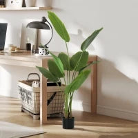 Pianta Artificiale da 160 cm a 10 Foglie in PEVA Verde con Vaso da Ø16.5x13.5 cm