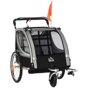 Carrello per bambini, passeggino, con freni, pieghevole, per 2 bambini ¨C zephmum ¨C Grigio/Nero