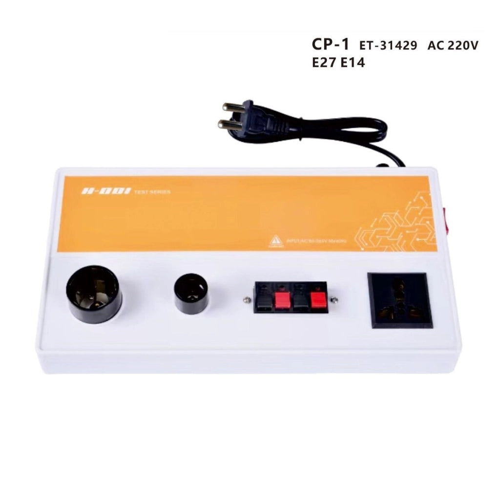 TESTER BANCO APPLIQUE LAMPADE ATTACCO E27 E14 LED A 2 VIE LAMPADE LAMPADINE