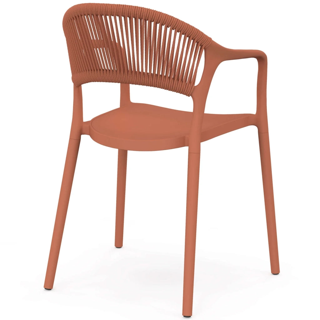 IDMarket - Set di 4 sedie da giardino impilabili ODELIA in polipropilene e corda di terracotta