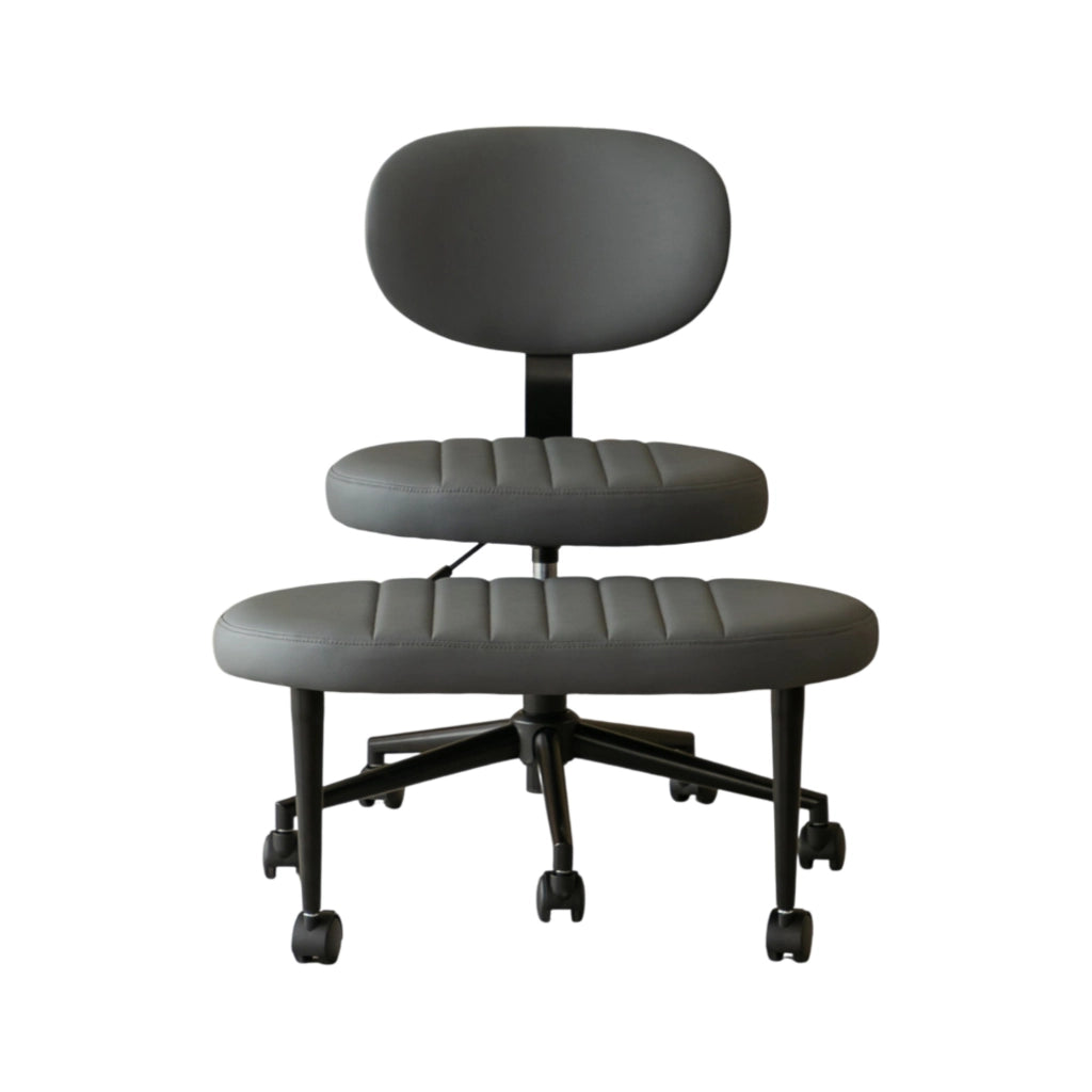 Sedia da ufficio girevole ergonomica con poggiapiedi rotante senza braccioli in tessuto Grigio