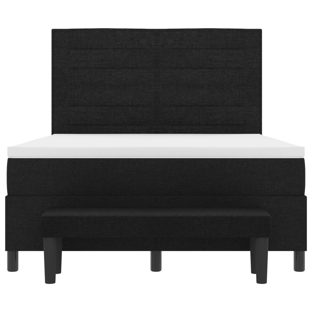 Letto con rete a molle e materasso & panca nera 140x190 cm tessuto