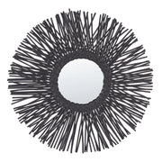 Specchio da parete con cornice in rattan Nero ø 60 cm a treccia a raggiera da appendere alla decorazione del soggiorno