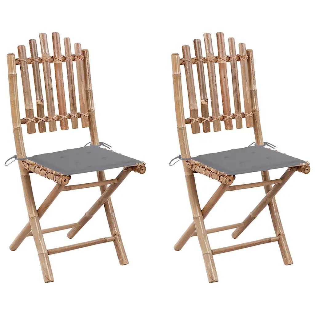 Sedie da Giardino Pieghevoli 2 pz con Cuscini in BambÃ¹ cod mxl 8104