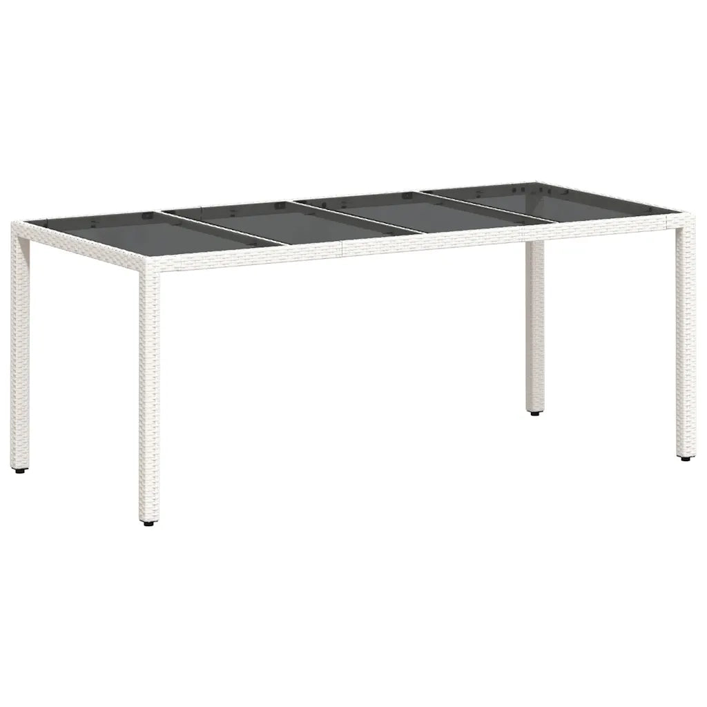 Tavolo Giardino-Tavolo da esterno Piano in Vetro Bianco 190x90x75 cm Polyrattan