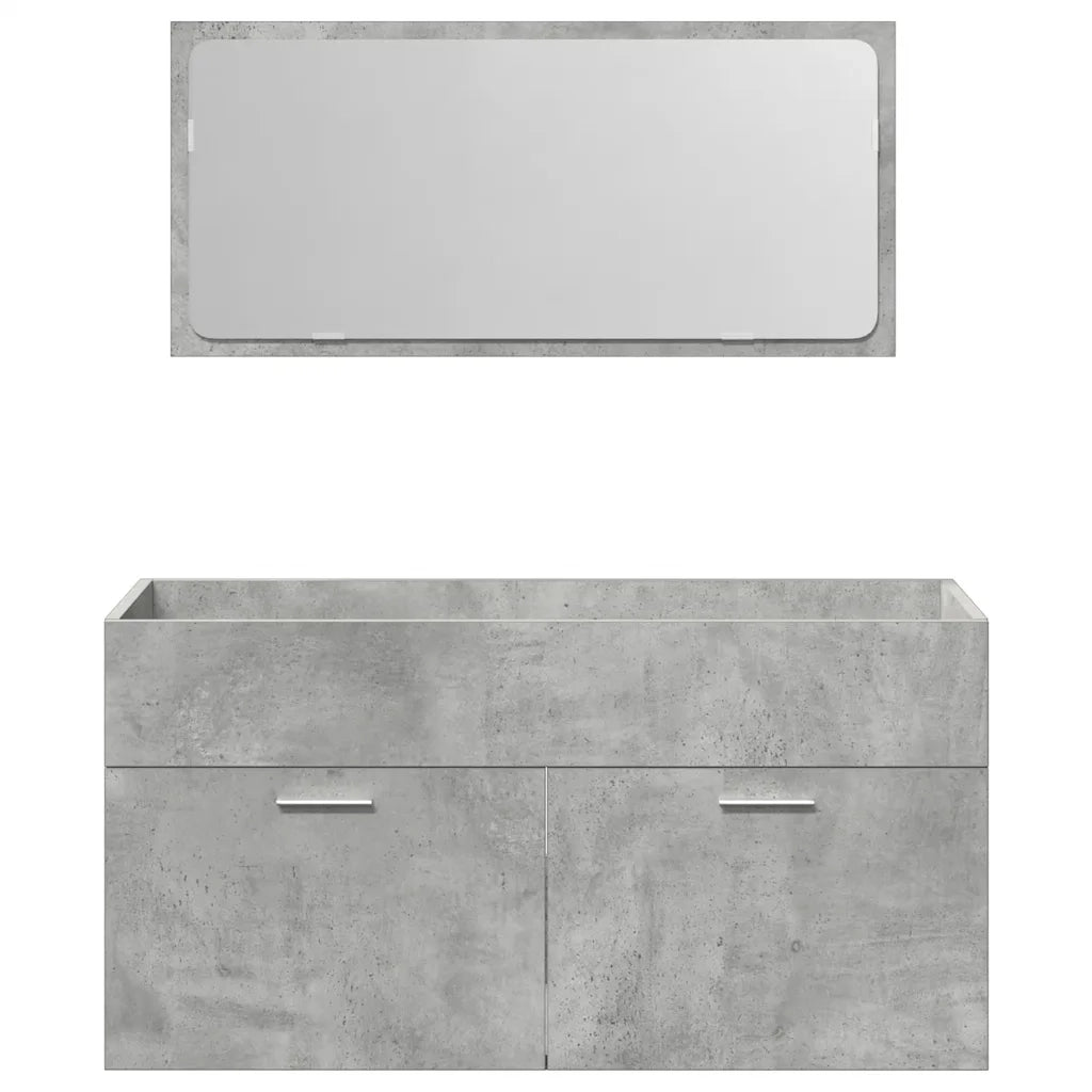 Set Mobili da Bagno 4 pz Grigio Cemento in Legno Multistrato 3324875