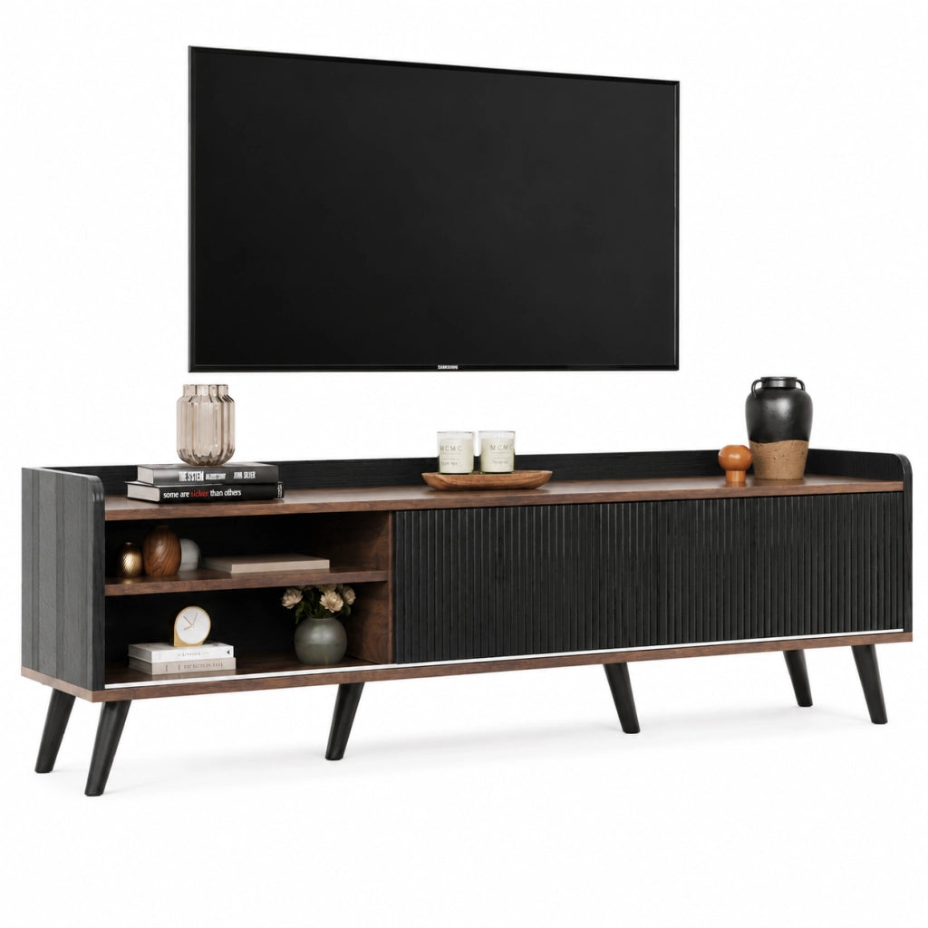 Mobile TV 160x40x58 cm; ante scorrevoli e cassetti; truciolare; nero