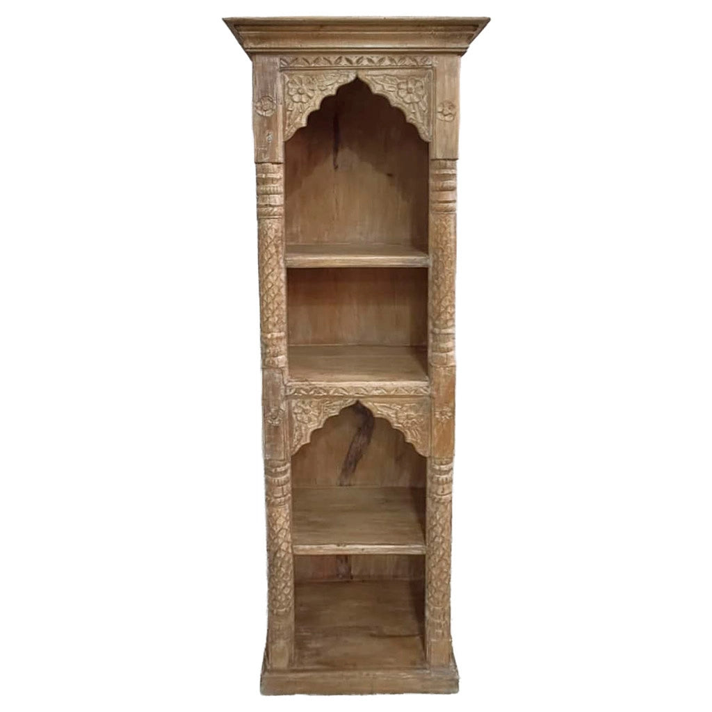 Libreria in legno con finitura artigianale marrone, 57x38x180h cm