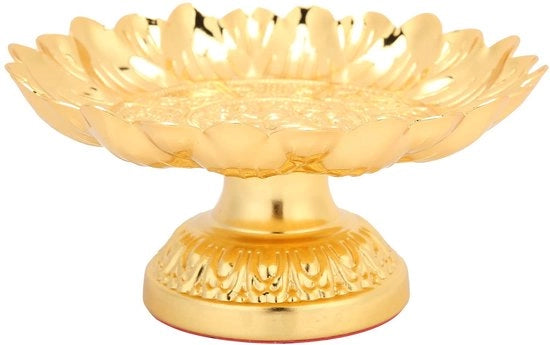 Scodella da Servire in Oro - Tavola di Servizio Antiscivolo - Tavola di Legno - Scodella per Snack con Cesti - Ciotola Decorativa - Materiale Sostenibile