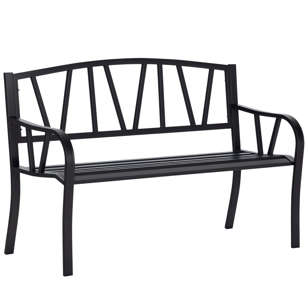 Panchina da Giardino in Metallo ¨C zephmum ¨C Nero, 2 Posti, 128x56x86cm