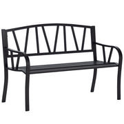 Panchina da Giardino in Metallo ¨C zephmum ¨C Nero, 2 Posti, 128x56x86cm