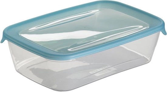 Cassa di stoccaggio trasparente e blu con coperchio chiusura ermetica in polipropilene