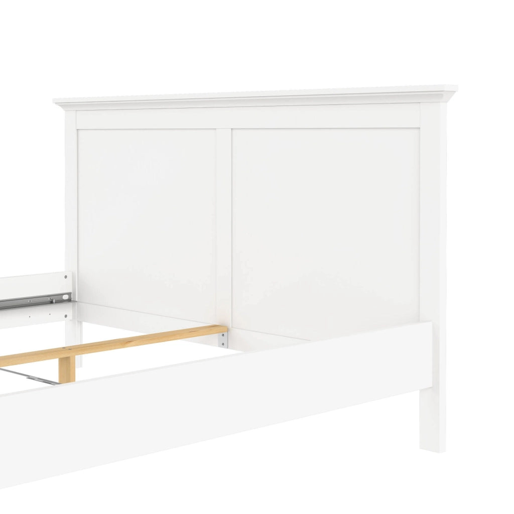 Letto matrimoniale Arika, Sommier per camera da letto, Giroletto per stanza, Struttura porta materasso, 211x179 h110 cm, Bianco