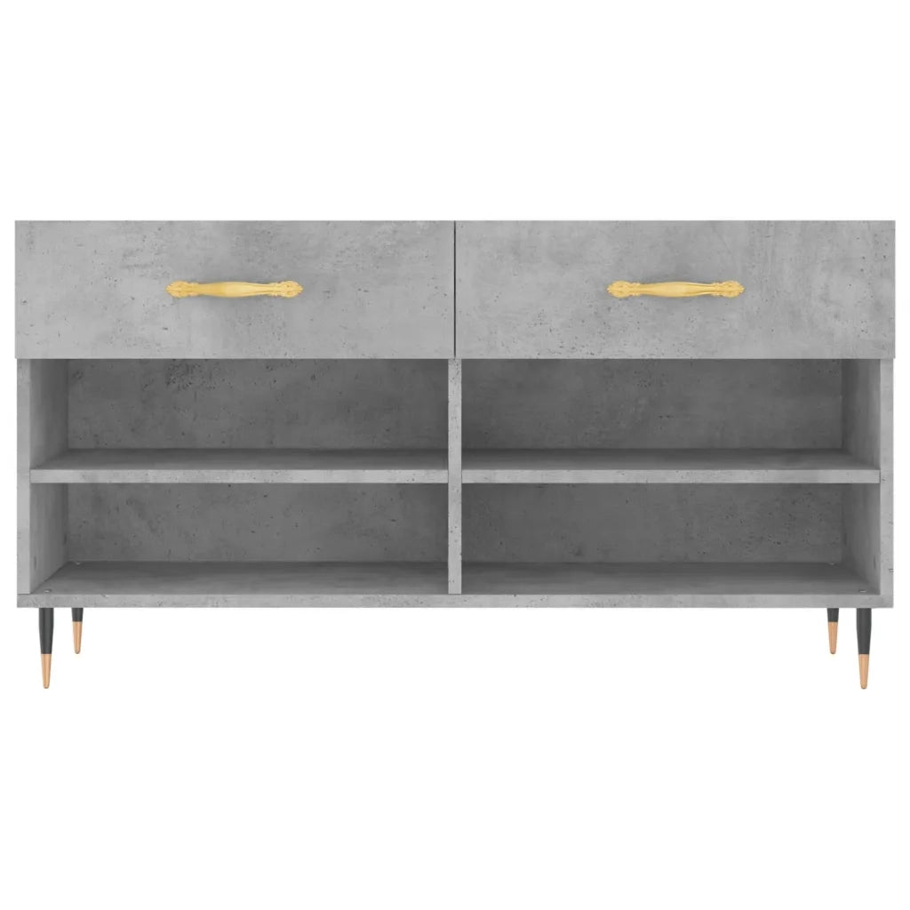 Panca Porta Scarpe | Scarpiera | Mobile per scarpe Grigio Cemento 102x35x55cm Legno Multistrato