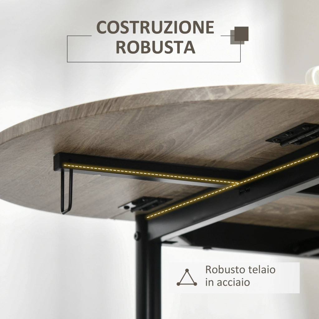 EasyComfort Set da Pranzo 3 Pezzi con 2 Sedie e 1 Tavolo da Pranzo Ovale in MDF e Acciaio per Spazi Limitati