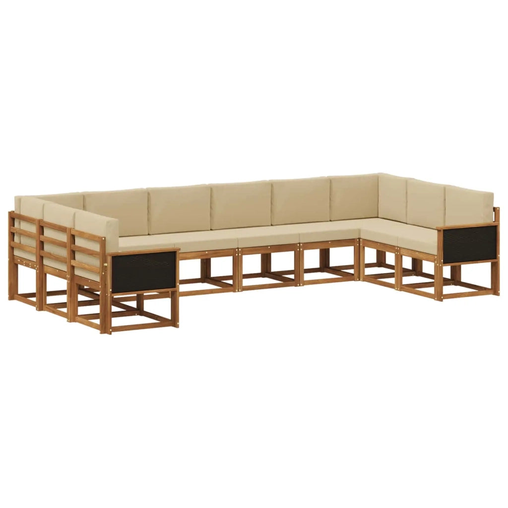 Set di divani da esterno con cuscino 10 pcs Naturale e Beige 3385564