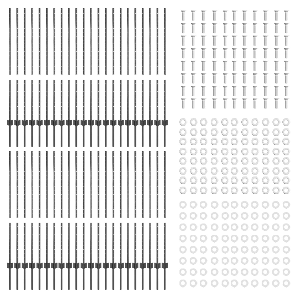 Pali per recinti 88 pcs U-Channel Grigio 160 cm Acciaio