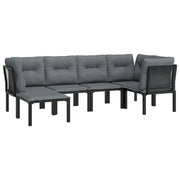 Set di mobili da giardino mobili da esterno 6 pezzi resina intrecciata nera e grigia 02_0017048