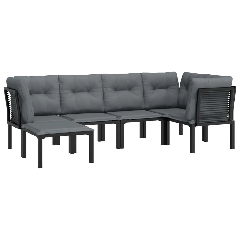 Set di mobili da giardino mobili da esterno 6 pezzi resina intrecciata nera e grigia 02_0017048
