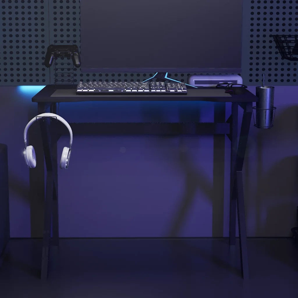 Scrivania da Gaming con Gambe a Forma di K Nera 90x60x75cm cod mxl 61148