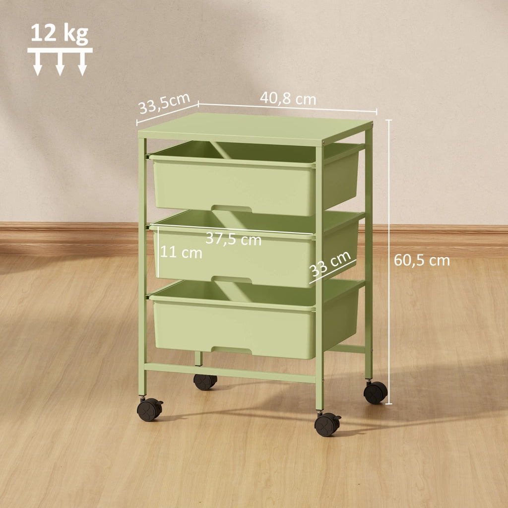 Carrello da cucina 4 ripiani con ruote ¨C Xylo ¨C 3 cestelli e ripiano 40,8x33,5x60,5 cm verde