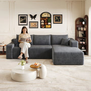 Divano Angolare L 241 cm ¨C MINIMAL ¨C Tessuto Grigio Scuro, Seduta Profonda