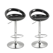 Set 2 Sgabelli da Bar Alti, Sgabelli Girevoli a 360°, con Schienale e Poggiapiedi, Altezza Regolabile, Base in Acciaio, per Sala da Pranzo e Cucina, 46x41x76-96cm, Nero
