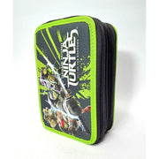 Trade Shop - Astuccio 3 Zip Scomparti Cerniere Tartarughe Ninja Turtles Fantasia Accessoriato -