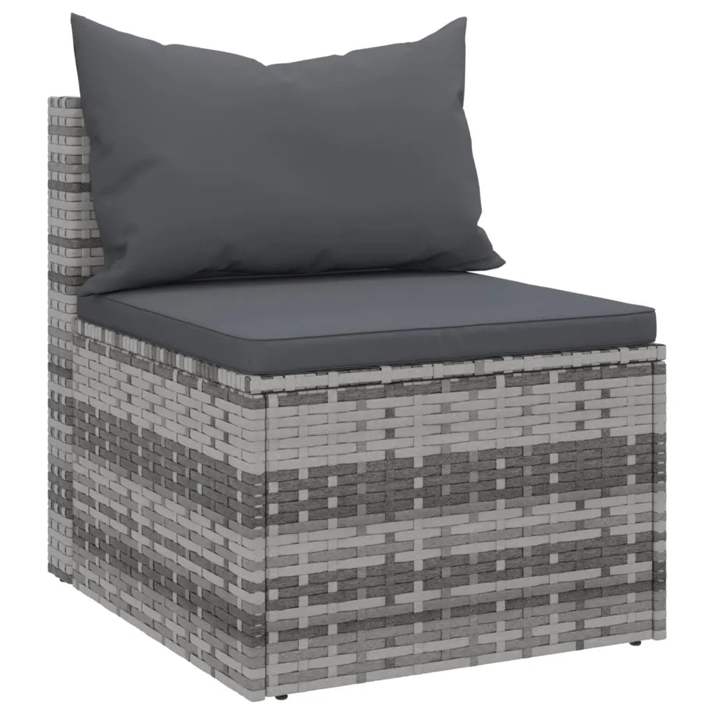 Set Divani da Giardino 4 pz con Cuscini in Polyrattan Grigio 3186649