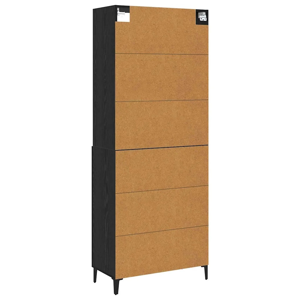 vidaXL Credenza Rovere nero 69.5 x 32.5 x 180 cm Legno multistrato