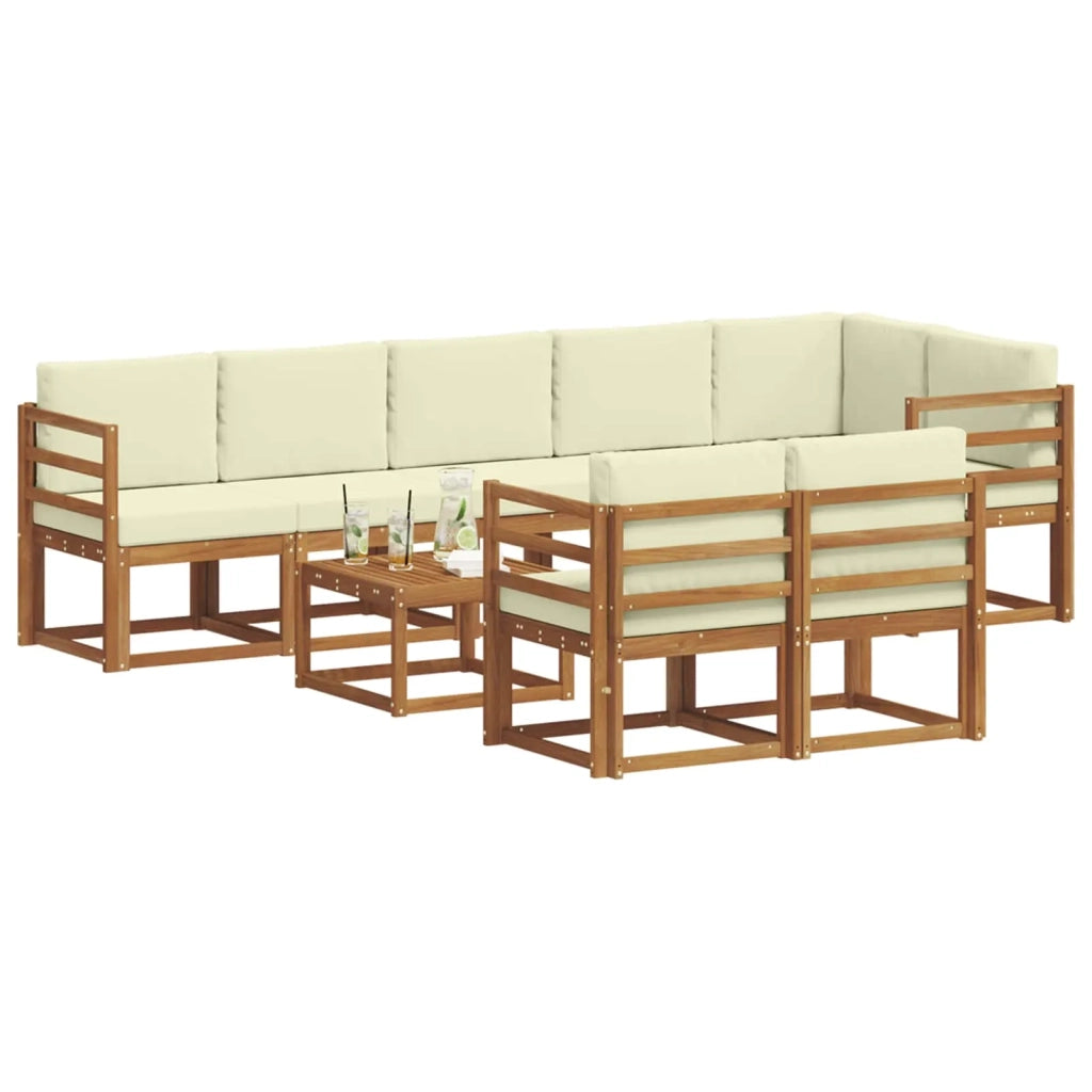 Set di divani da esterno con cuscino 9 pcs Naturale e Crema