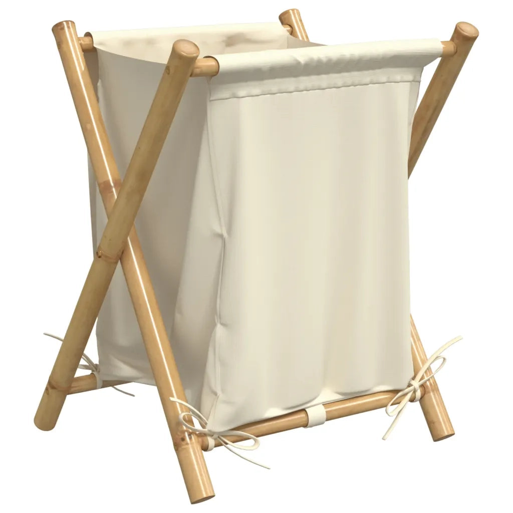 Cesto per Biancheria Bianco Crema 45x55x63,5 cm in Bambù 368035