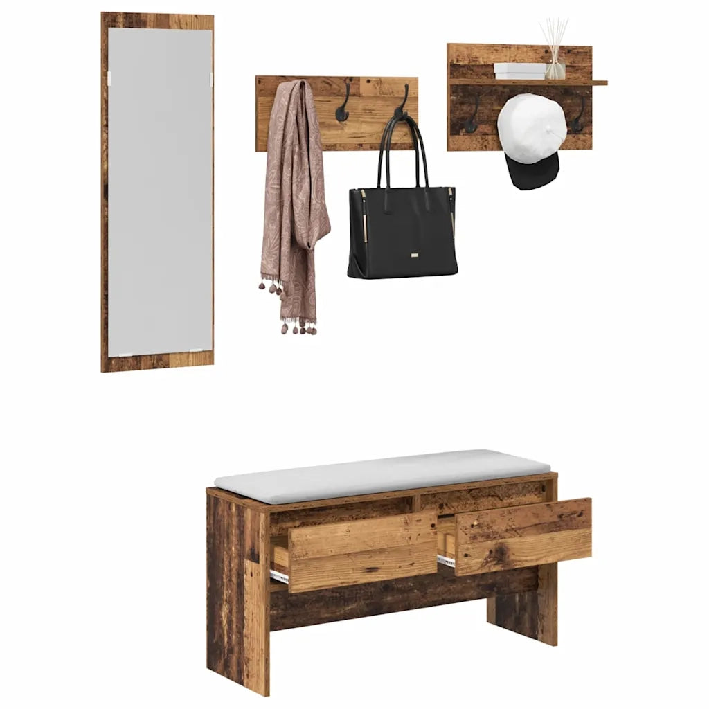 Set mobili da ingresso 4 pcs Legno vecchio Legno multistrato 871527