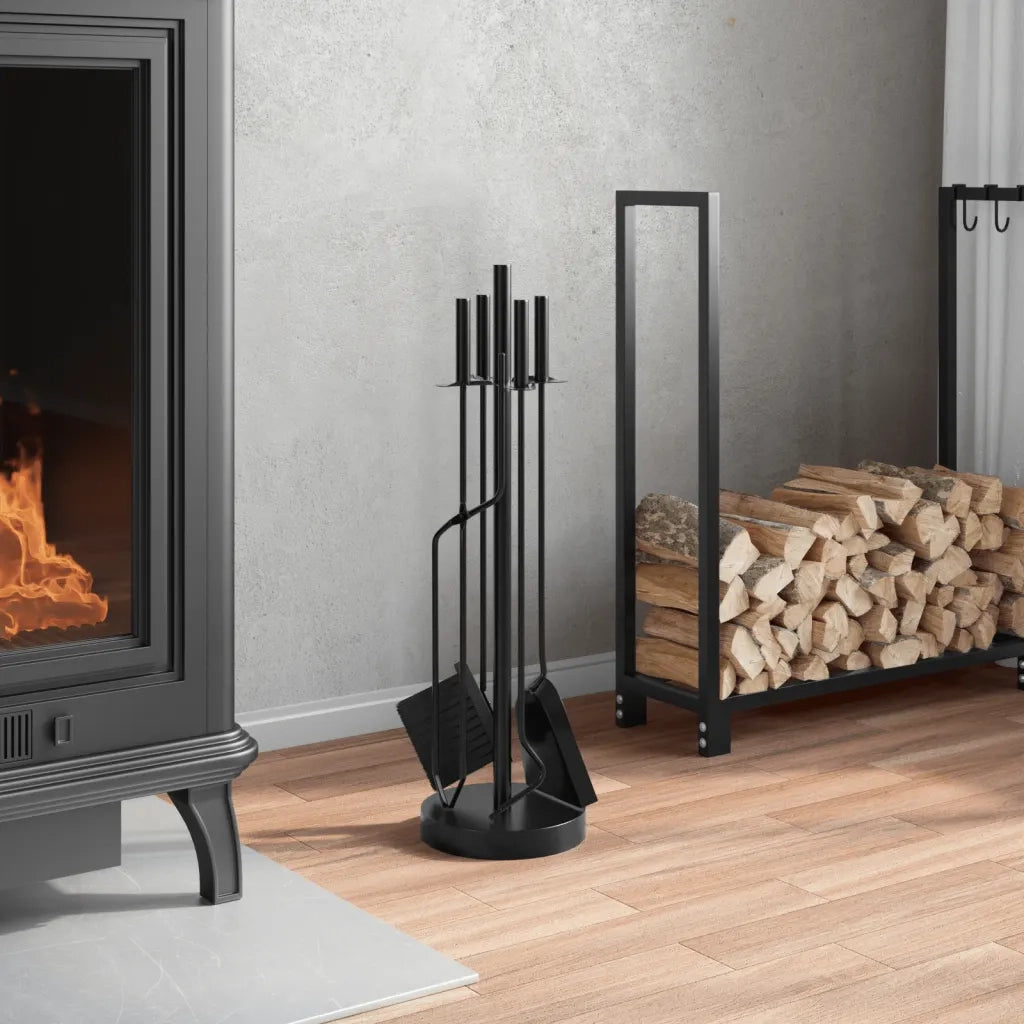 Set di attrezzi per camino 5 pezzi 18x66 cm in acciaio CFW2512936