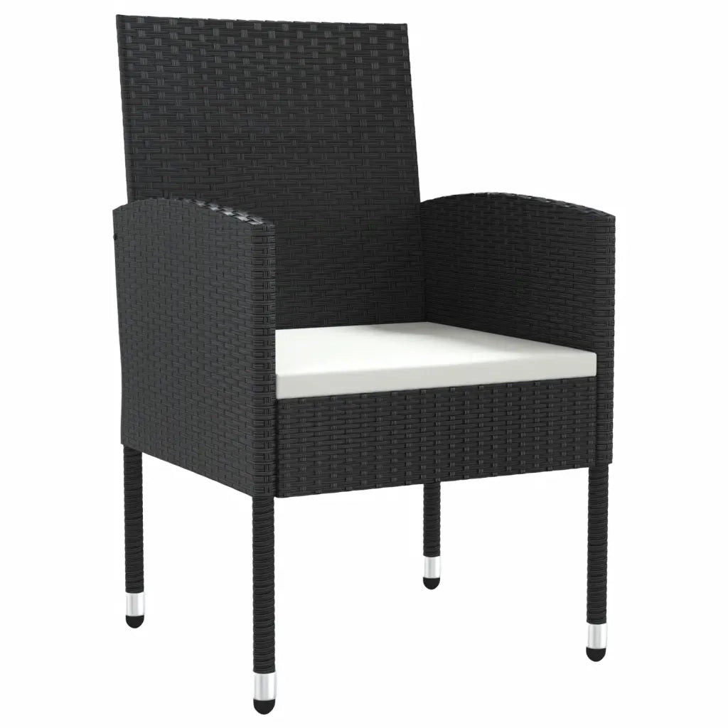 Set da Pranzo da Giardino 5 pz Nero in Polyrattan e Acciaio 3203313