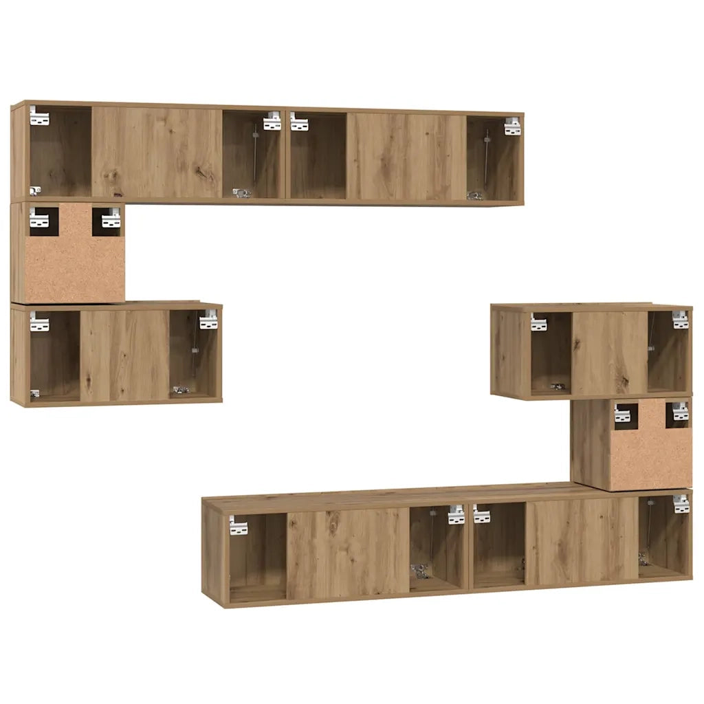 Set mobile TV 8 pcs Rovere artigianale Legno multistrato 3393218