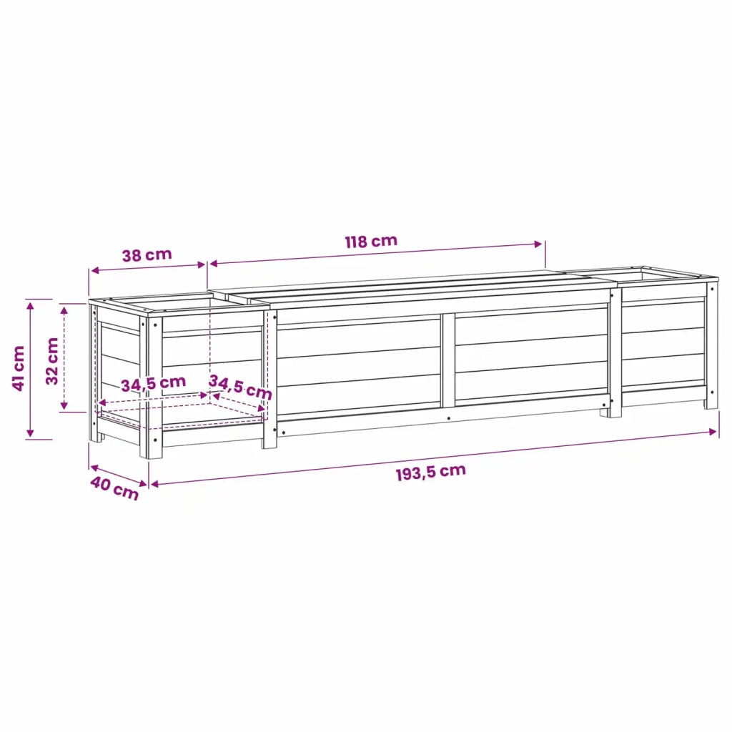 Panchina da giardino con fioriera Legno di Pino Impregnato 42042676