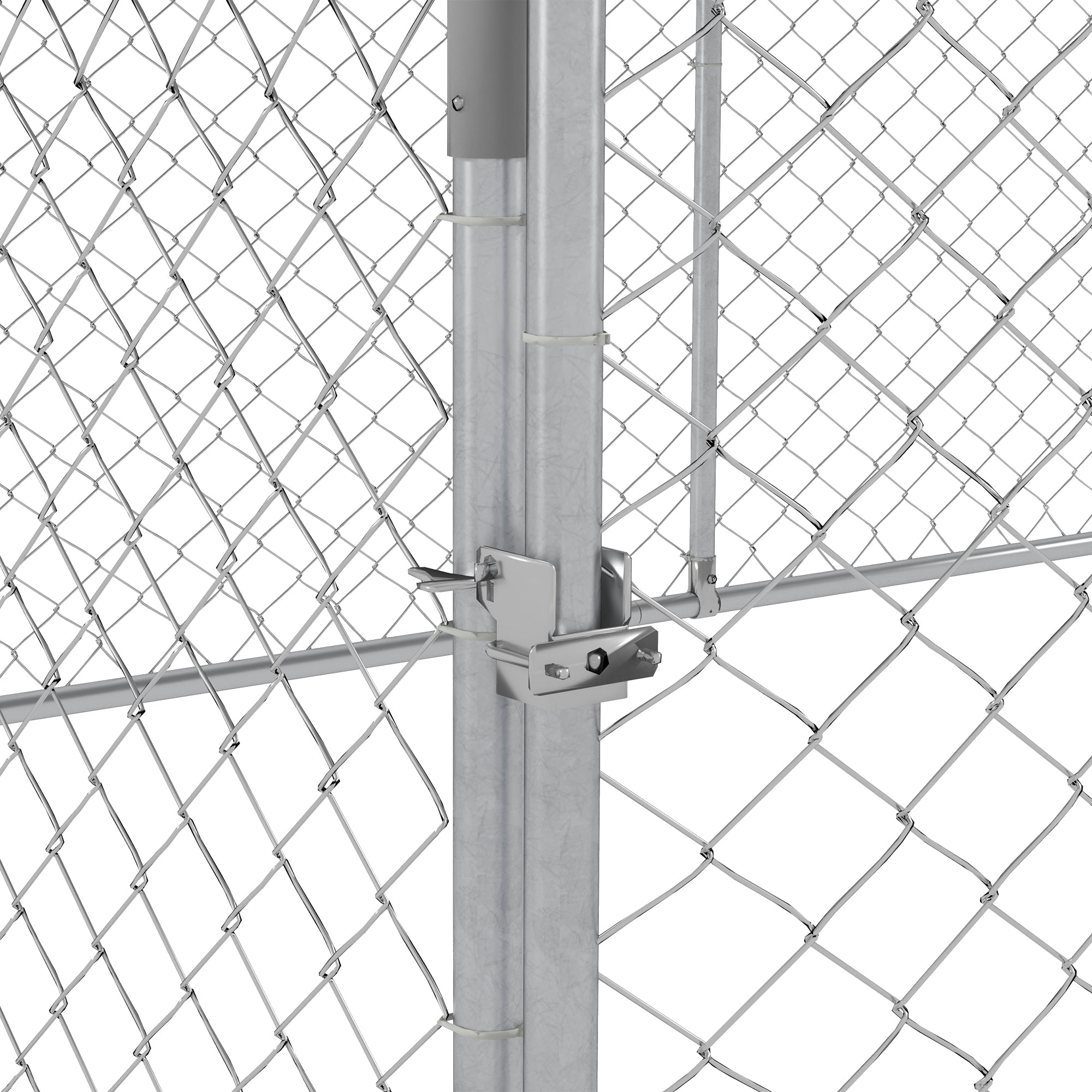 Recinto per Cani Grandi fino 30kg per Esterno 4x2,3x1,5m con Tetto Impermeabile e Anti-UV Argento