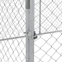 Recinto per Cani Grandi fino 30kg per Esterno 4x2,3x1,5m con Tetto Impermeabile e Anti-UV Argento