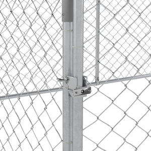 Recinto per Cani Grandi fino 30kg per Esterno 4x2,3x1,5m con Tetto Impermeabile e Anti-UV Argento